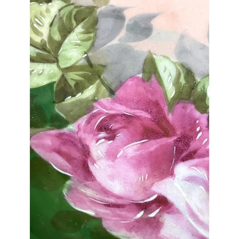 Antique Limoges Bowl France Handpainted Pink Roses Gold Accent Artist Signed VTG - Picture 8 of 15